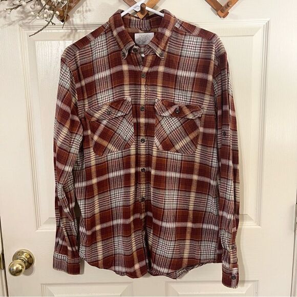 Mens Plaid Flannel Shirt Long Sleeve Multicolor - Picture 1 of 6